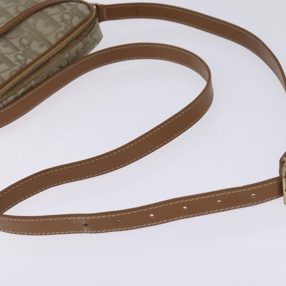 Christian Dior Trotter Canvas Shoulder Bag Gold Beige Auth 145961