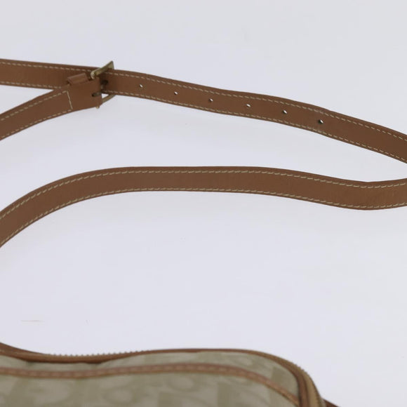 Christian Dior Trotter Canvas Shoulder Bag Gold Beige Auth 145961