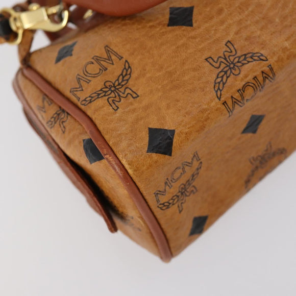 MCM Vicetos Logogram Hand Bag PVC 2way Brown Gold Auth 145962