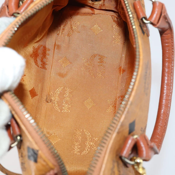 MCM Vicetos Logogram Hand Bag PVC 2way Brown Gold Auth 145962