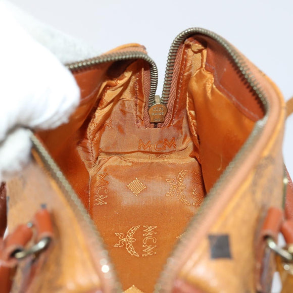 MCM Vicetos Logogram Hand Bag PVC 2way Brown Gold Auth 145962