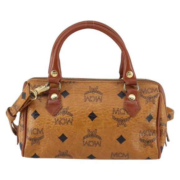 MCM Vicetos Logogram Hand Bag PVC 2way Brown Gold Auth 145962