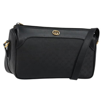 GUCCI Micro GG Supreme Shoulder Bag PVC Black Gold Auth 145968