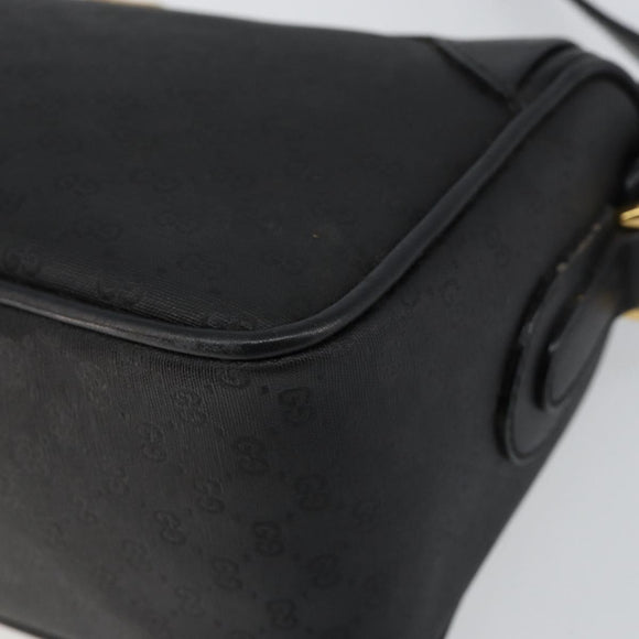 GUCCI Micro GG Supreme Shoulder Bag PVC Black Gold Auth 145968