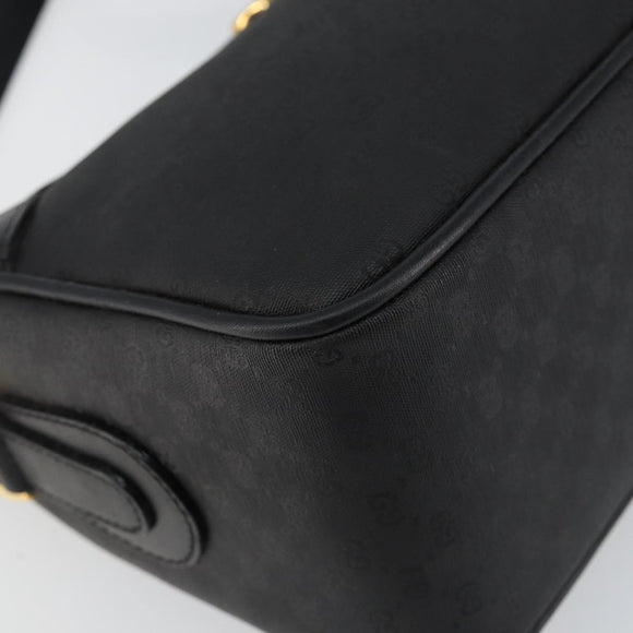 GUCCI Micro GG Supreme Shoulder Bag PVC Black Gold Auth 145968