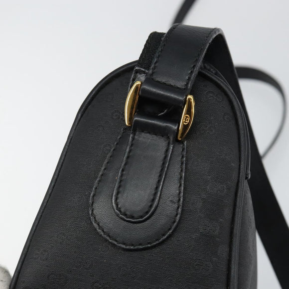 GUCCI Micro GG Supreme Shoulder Bag PVC Black Gold Auth 145968