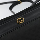 GUCCI Micro GG Supreme Shoulder Bag PVC Black Gold Auth 145968-15