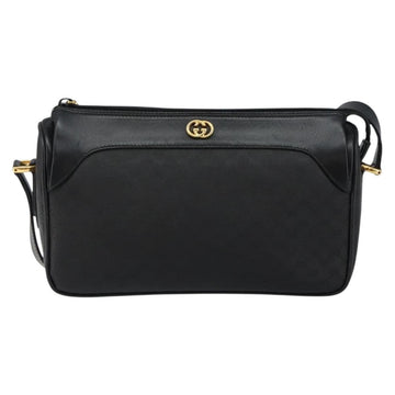 GUCCI Micro GG Supreme Shoulder Bag PVC Black Gold Auth 145968 - 0