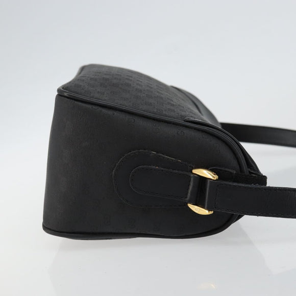 GUCCI Micro GG Supreme Shoulder Bag PVC Black Gold Auth 145968