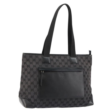 GUCCI GG Canvas Tote Bag Black Silver 019 0426 Auth 145970