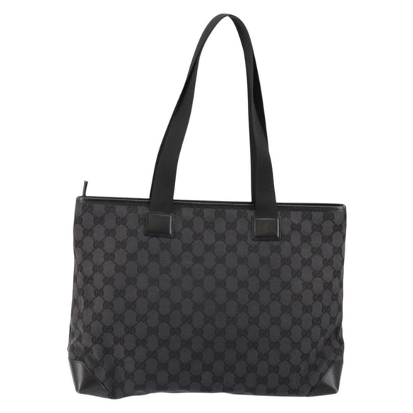 GUCCI GG Canvas Tote Bag Black Silver 019 0426 Auth 145970