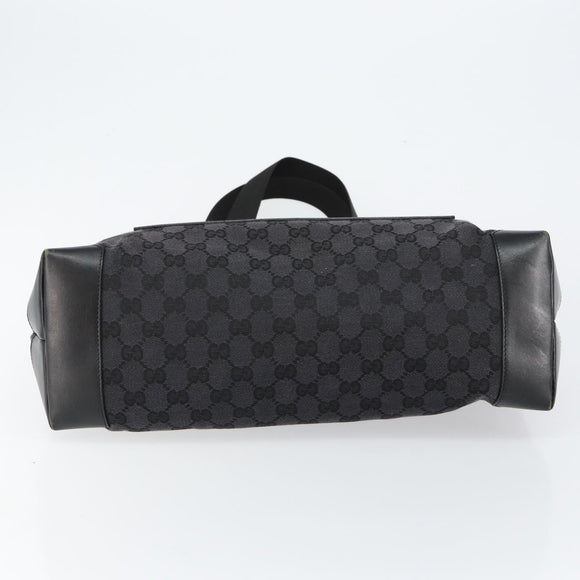 GUCCI GG Canvas Tote Bag Black Silver 019 0426 Auth 145970