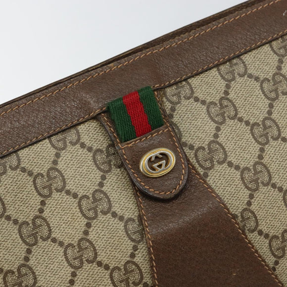 GUCCI GG Supreme Web Sherry Line Clutch Bag PVC Beige Gold 89 01 032 Auth 145971