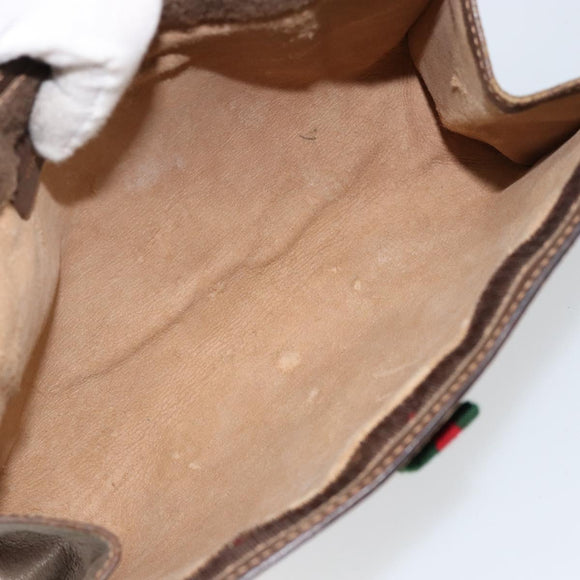 GUCCI GG Supreme Web Sherry Line Clutch Bag PVC Beige Gold 89 01 032 Auth 145971