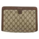 GUCCI GG Supreme Web Sherry Line Clutch Bag PVC Beige Gold 89 01 032 Auth 145971-3