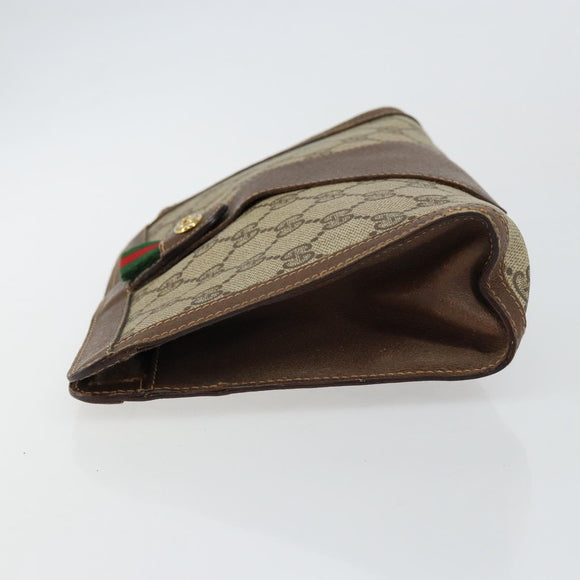 GUCCI GG Supreme Web Sherry Line Clutch Bag PVC Beige Gold 89 01 032 Auth 145971