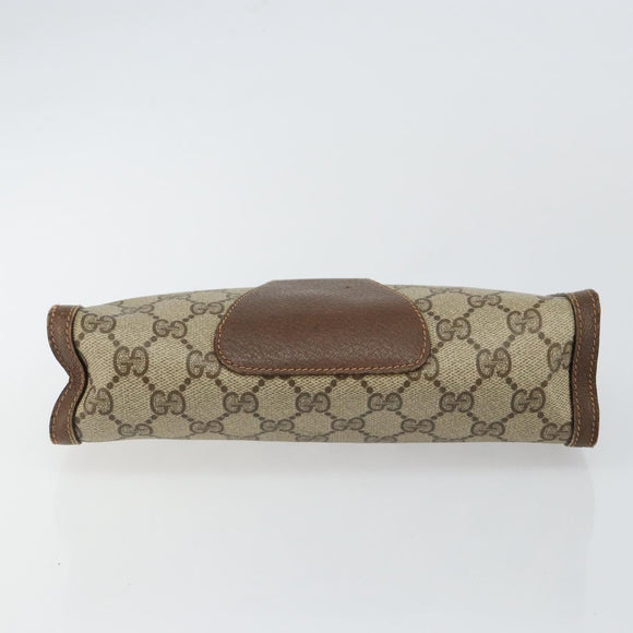 GUCCI GG Supreme Web Sherry Line Clutch Bag PVC Beige Gold 89 01 032 Auth 145971