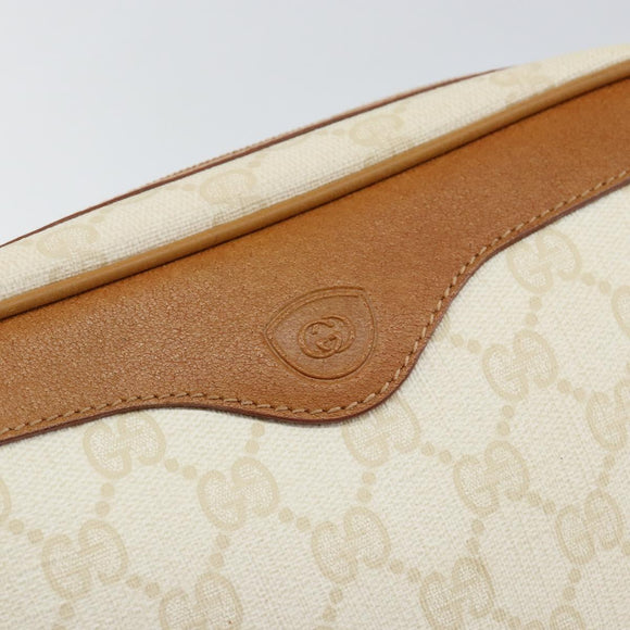 GUCCI GG Canvas Clutch Bag White Gold Auth 145972