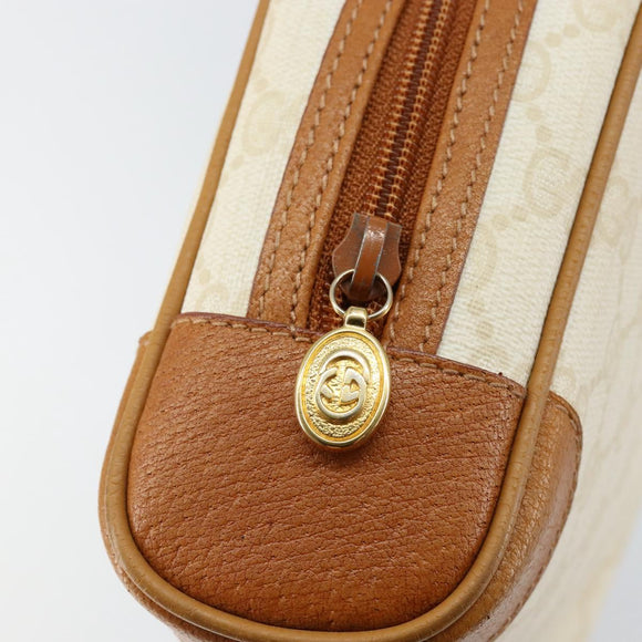 GUCCI GG Canvas Clutch Bag White Gold Auth 145972