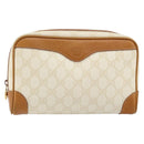 GUCCI GG Canvas Clutch Bag White Gold Auth 145972-13