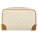 GUCCI GG Canvas Clutch Bag White Gold Auth 145972-2