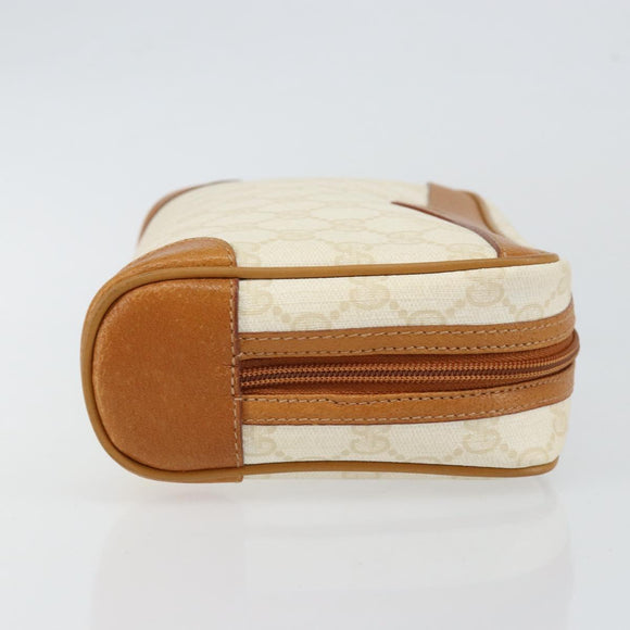 GUCCI GG Canvas Clutch Bag White Gold Auth 145972