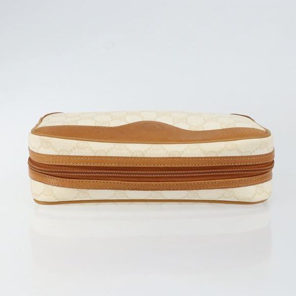 GUCCI GG Canvas Clutch Bag White Gold Auth 145972