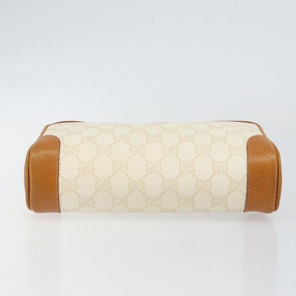GUCCI GG Canvas Clutch Bag White Gold Auth 145972