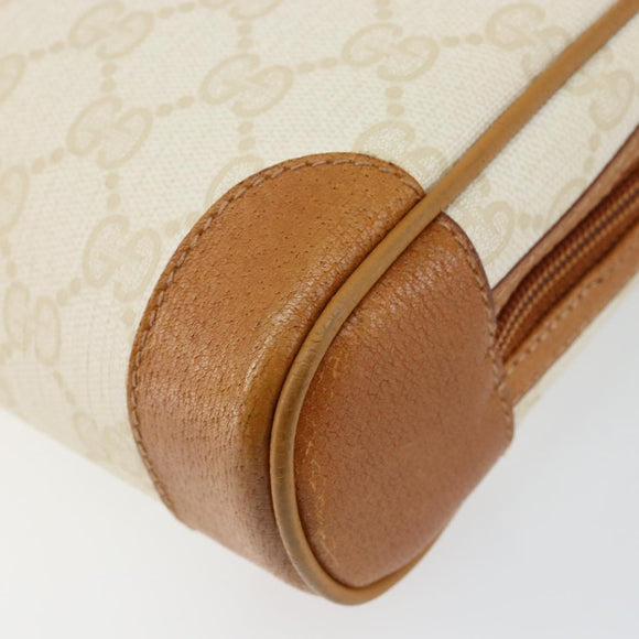 GUCCI GG Canvas Clutch Bag White Gold Auth 145972