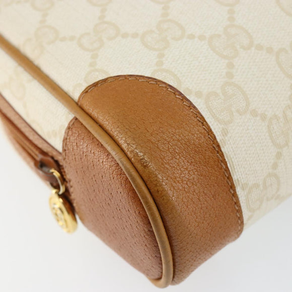 GUCCI GG Canvas Clutch Bag White Gold Auth 145972