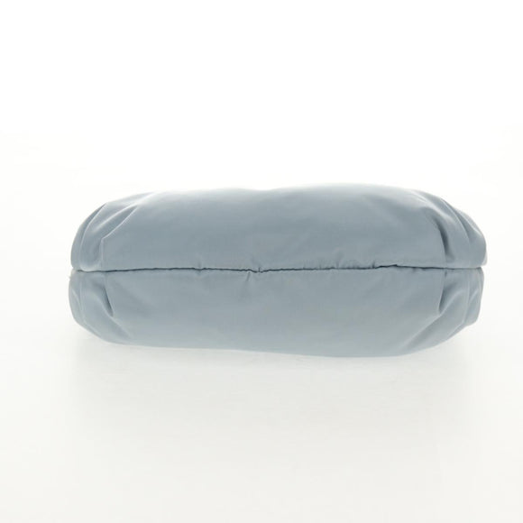 PRADA Chain Shoulder Bag Nylon Light Blue Silver Auth 145974M