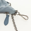 PRADA Chain Shoulder Bag Nylon Light Blue Silver Auth 145974M-22