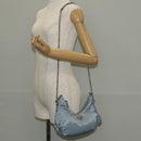 PRADA Chain Shoulder Bag Nylon Light Blue Silver Auth 145974M-26