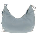 PRADA Chain Shoulder Bag Nylon Light Blue Silver Auth 145974M-3