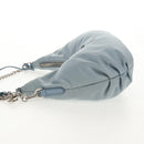 PRADA Chain Shoulder Bag Nylon Light Blue Silver Auth 145974M-4