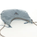 PRADA Chain Shoulder Bag Nylon Light Blue Silver Auth 145974M-7