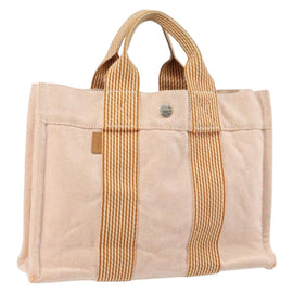 HERMES Fourre Tout PM Hand Bag Canvas Orange Auth 145975