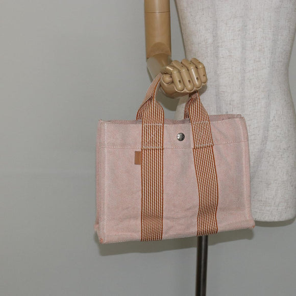 HERMES Fourre Tout PM Hand Bag Canvas Orange Auth 145975