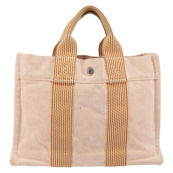 HERMES Fourre Tout PM Hand Bag Canvas Orange Auth 145975