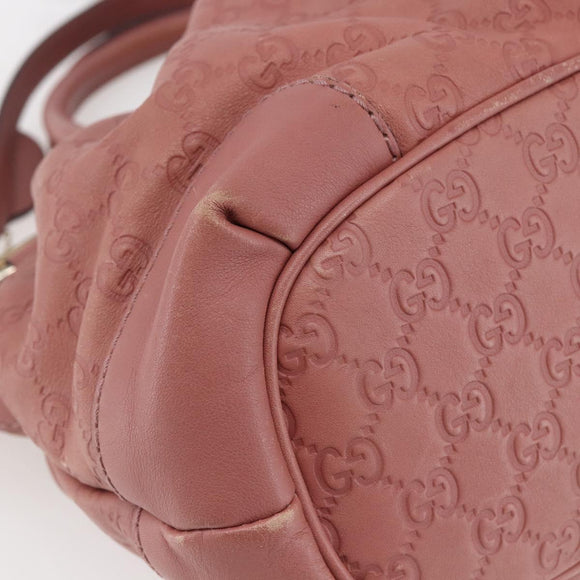 GUCCI GG Canvas Guccissima Hand Bag Leather 2way Pink Gold 247902 Auth 145986