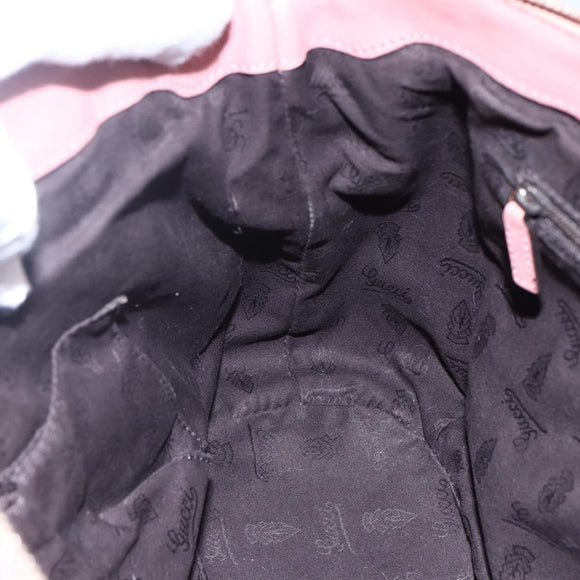 GUCCI GG Canvas Guccissima Hand Bag Leather 2way Pink Gold 247902 Auth 145986