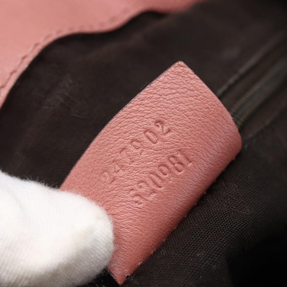 GUCCI GG Canvas Guccissima Hand Bag Leather 2way Pink Gold 247902 Auth 145986