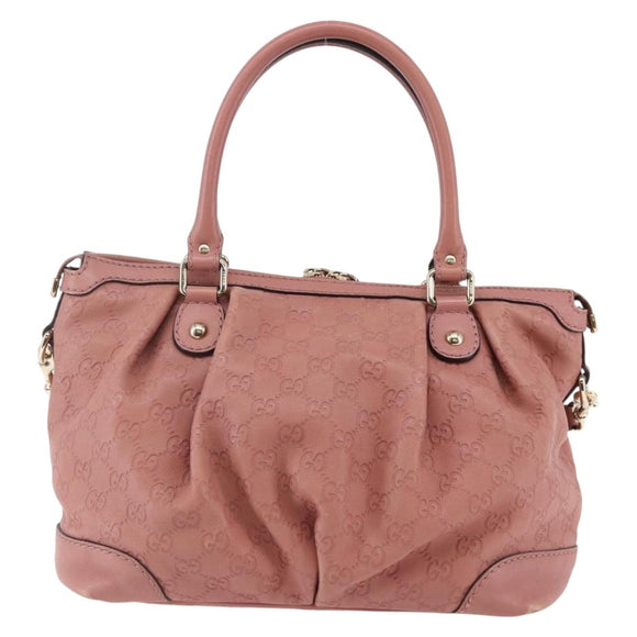 GUCCI GG Canvas Guccissima Hand Bag Leather 2way Pink Gold 247902 Auth 145986