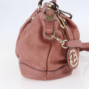 GUCCI GG Canvas Guccissima Hand Bag Leather 2way Pink Gold 247902 Auth 145986-4
