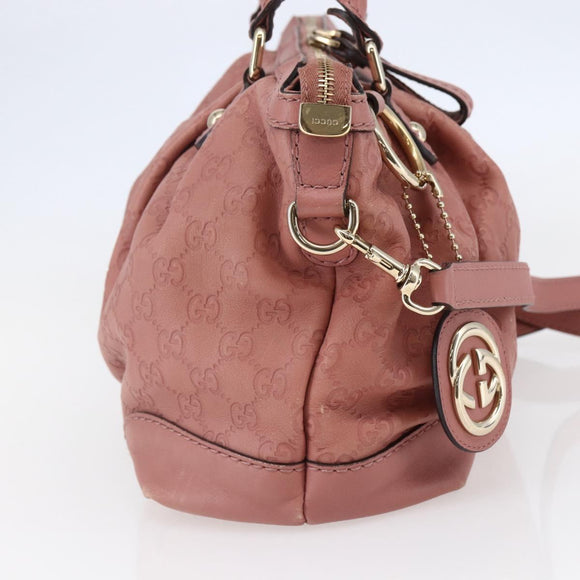 GUCCI GG Canvas Guccissima Hand Bag Leather 2way Pink Gold 247902 Auth 145986