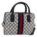 GUCCI GG Supreme Sherry Line Shoulder Bag PVC 2way Navy Gold 010 378 Auth 145988-1