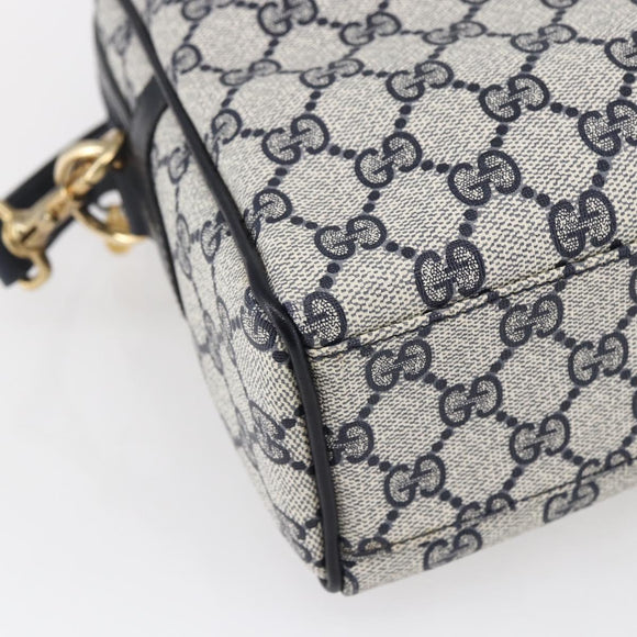 GUCCI GG Supreme Sherry Line Shoulder Bag PVC 2way Navy Gold 010 378 Auth 145988