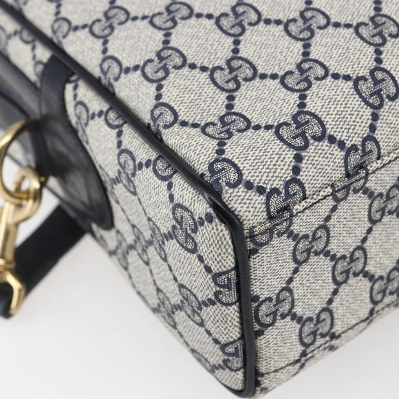 GUCCI GG Supreme Sherry Line Shoulder Bag PVC 2way Navy Gold 010 378 Auth 145988