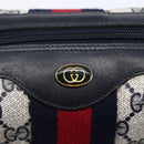 GUCCI GG Supreme Sherry Line Shoulder Bag PVC 2way Navy Gold 010 378 Auth 145988-16