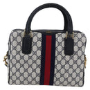 GUCCI GG Supreme Sherry Line Shoulder Bag PVC 2way Navy Gold 010 378 Auth 145988-2